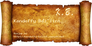 Kendeffy Bálint névjegykártya